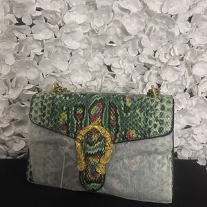 Green Snake Print Women's Bag